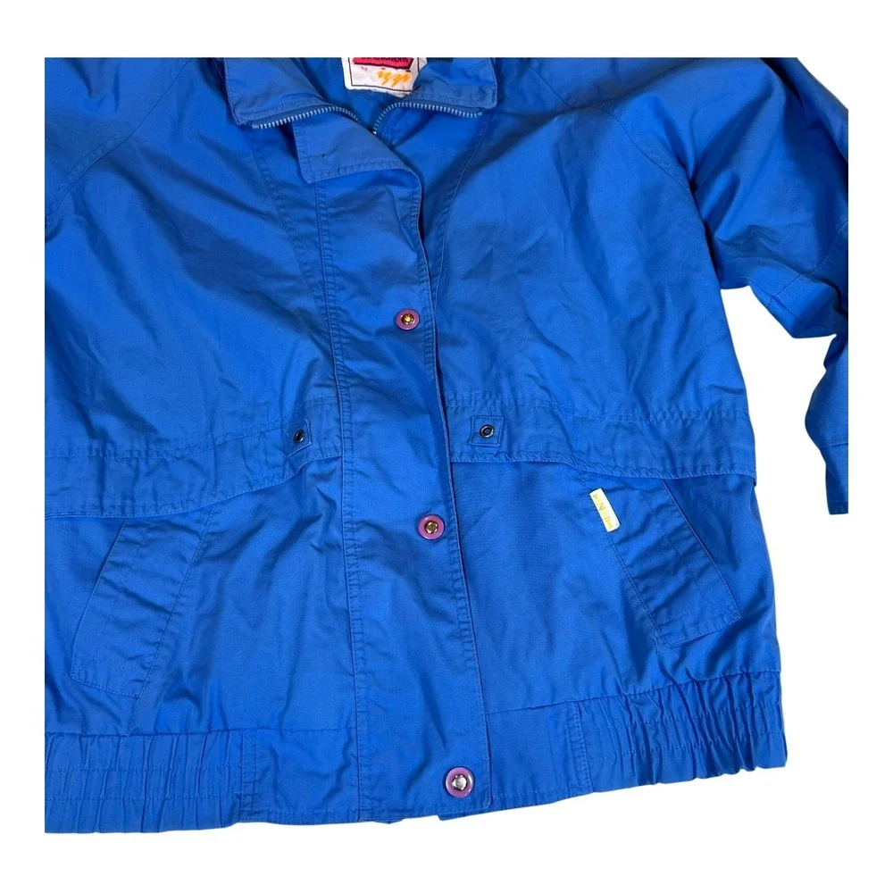 Vintage Innovations by MG Blue‎ Windbreaker Jacket Women's Retro 80s 90s Pockets